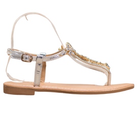 Small Swan Elegantne sandale s kubnim cirkonijem siva