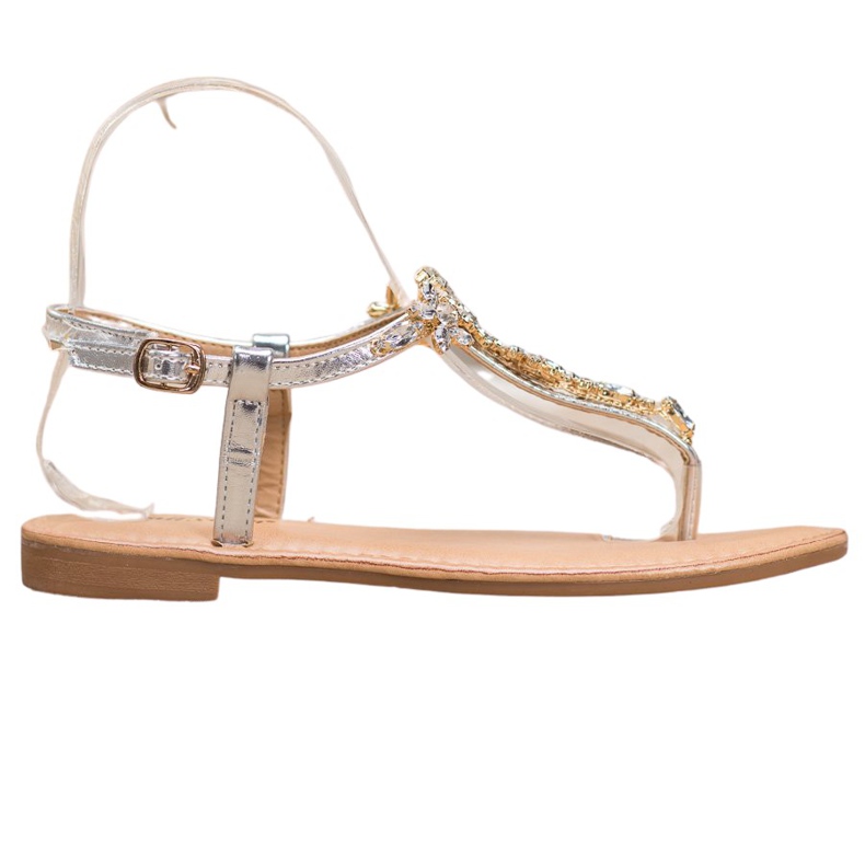 Small Swan Elegantne sandale s kubnim cirkonijem siva