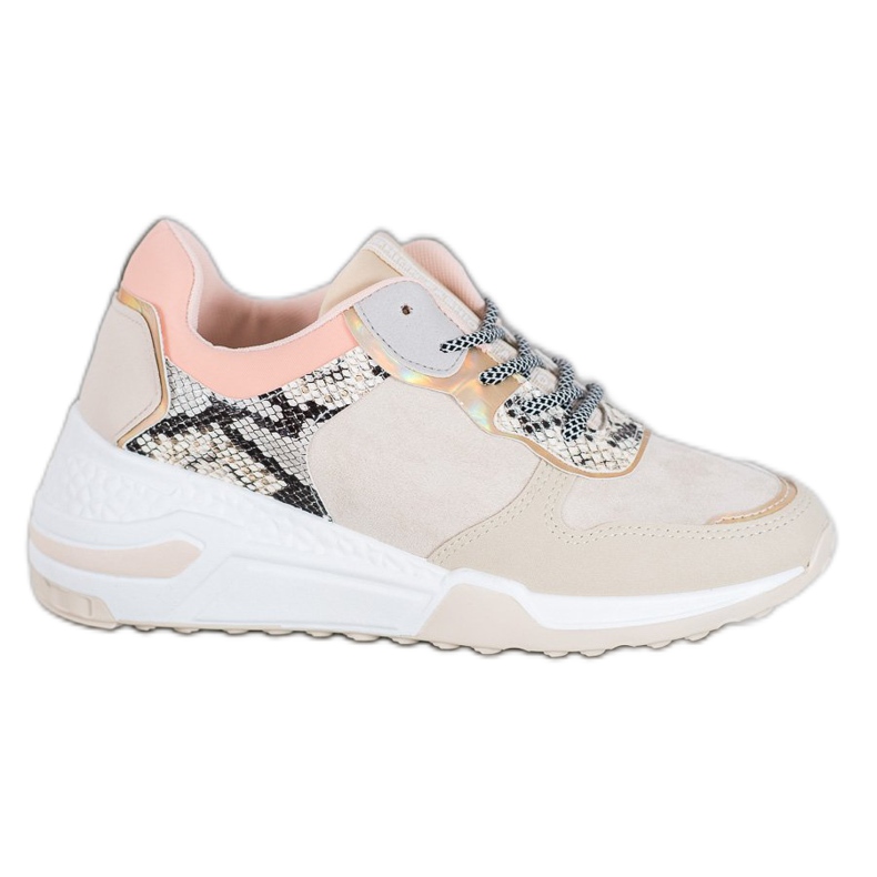 SHELOVET Tenisice sa zmijskim printom smeđa