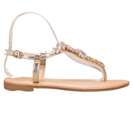 Small Swan Elegantne sandale s kubnim cirkonijem žuta boja