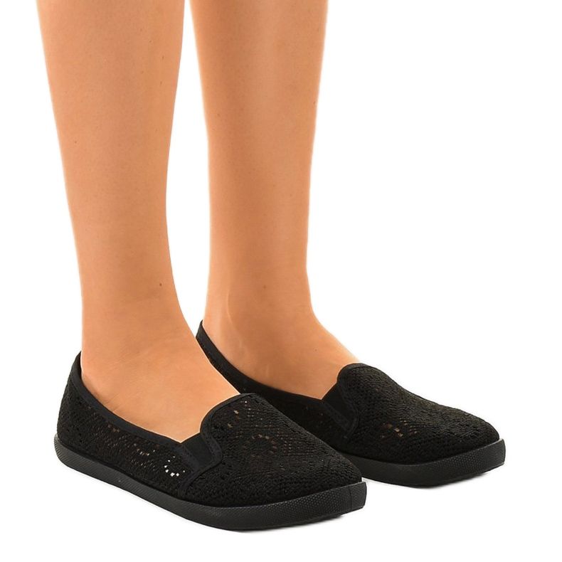 HJ1709 crne slip-on ažurne tenisice crno