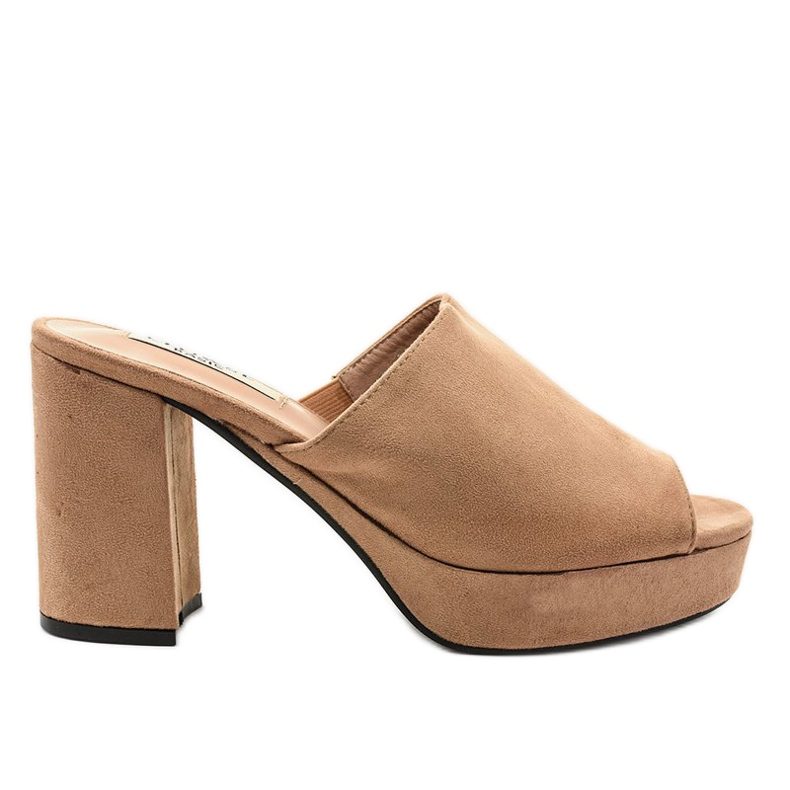 Khaki pamučne papuče od pete 9R17 bež