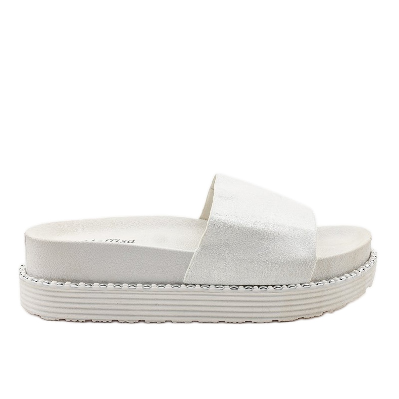 Bijele papuče na debelom potplatu, antilop od brokata TL3808 bijela