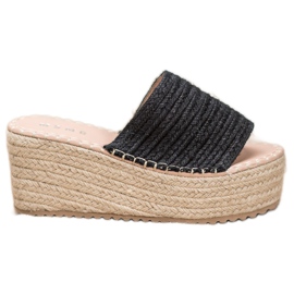 SHELOVET Sandale s pletenim klinom crna