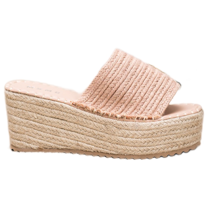 SHELOVET Sandale s pletenim klinom ružičasta