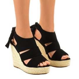 Crne sandale na klin espadrile 77-77 crna