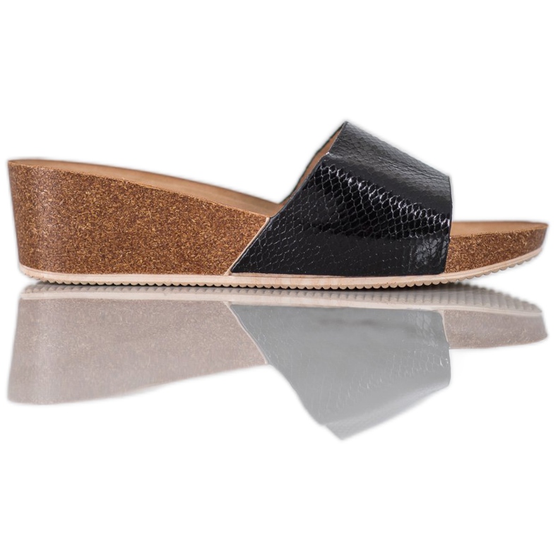 Small Swan Eko kožne papuče crno