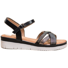 Small Swan Udobne sandale s kubnim cirkonijem crno