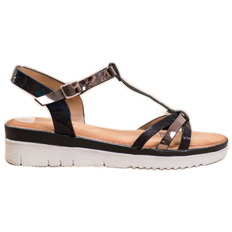 Small Swan Sandale s Holo efektom crno