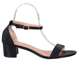 Small Swan Sjajne sandale od eko kože crna