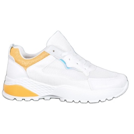 SHELOVET Tenisice sa svijetlim narančastim umetcima bijela narančasta