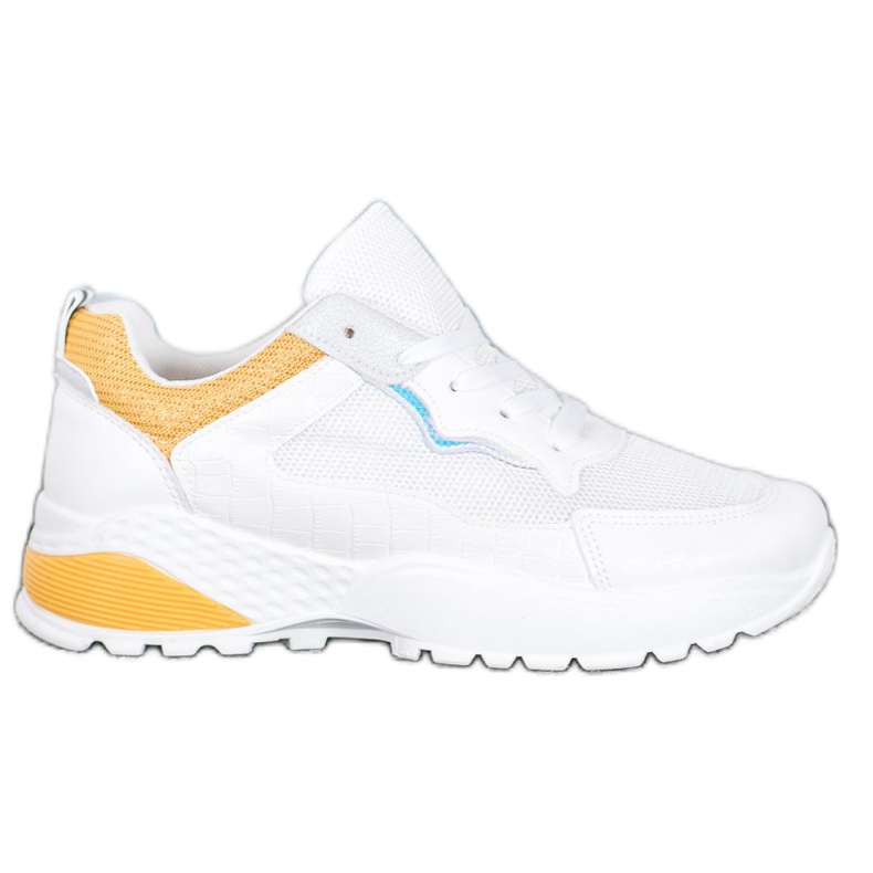 SHELOVET Tenisice sa svijetlim narančastim umetcima bijela