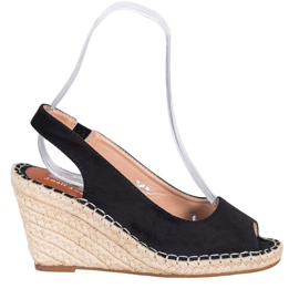 Small Swan Crne sandale na visokom klinu crno