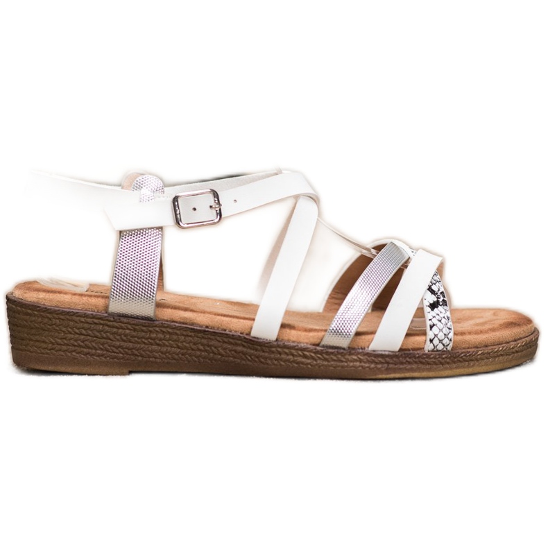 Small Swan Elegantne bijele sandale bijela siva