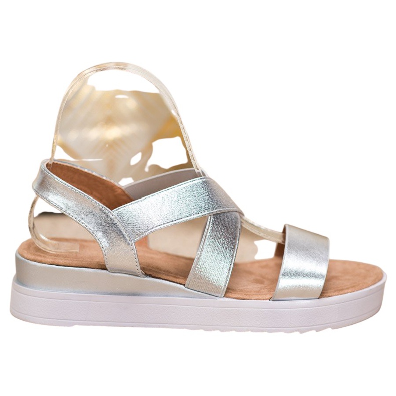 SHELOVET Srebrne sandale s elastikom siva