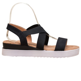 SHELOVET Crne sandale s elastikom crna