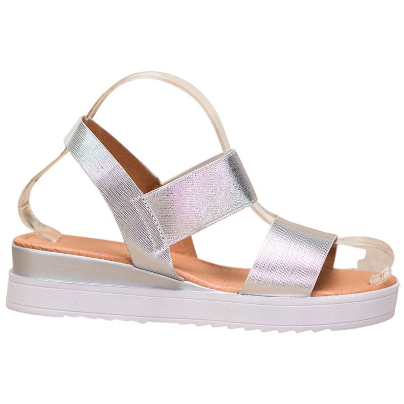 SHELOVET Srebrne sandale na platformi siva