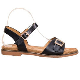 Small Swan Crne sandale s kopčom crno