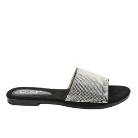 Crne papuče s kubičnim cirkonijem 839-761 crna siva