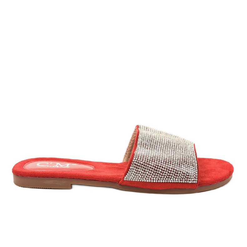 Crvene papuče s kubnim cirkonijem 839-761 crvena siva