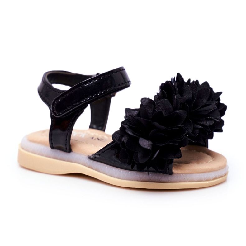 FRROCK Dječje sandale s čičak -sjajnom crnom Milenom