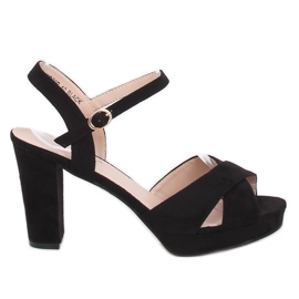 Crne sandale na visoku petu WD99P Black crna