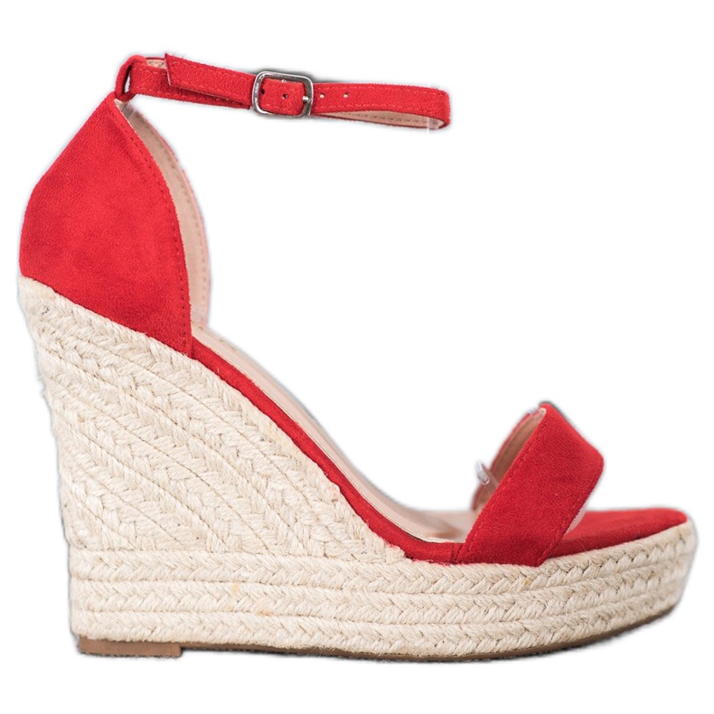 SHELOVET Seksi sandale na klin crvena