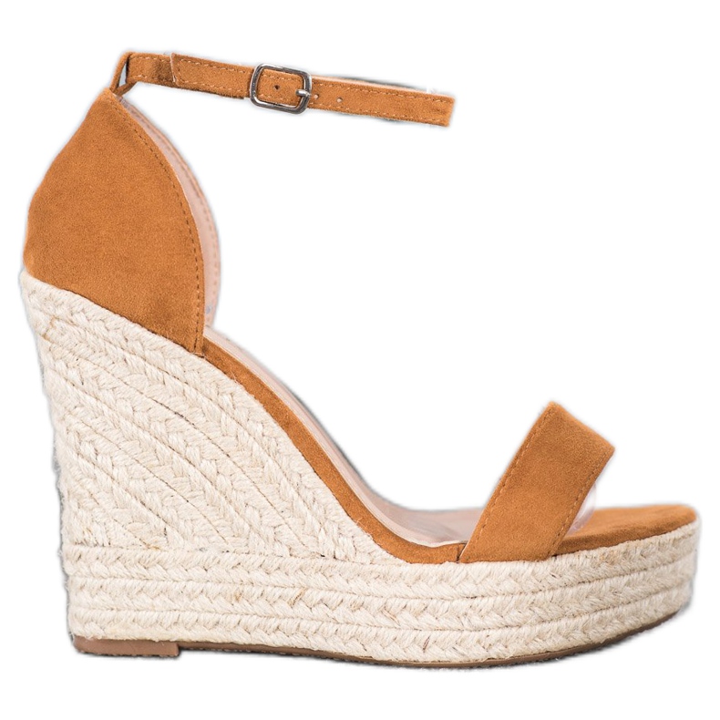 SHELOVET Seksi sandale na klin smeđa