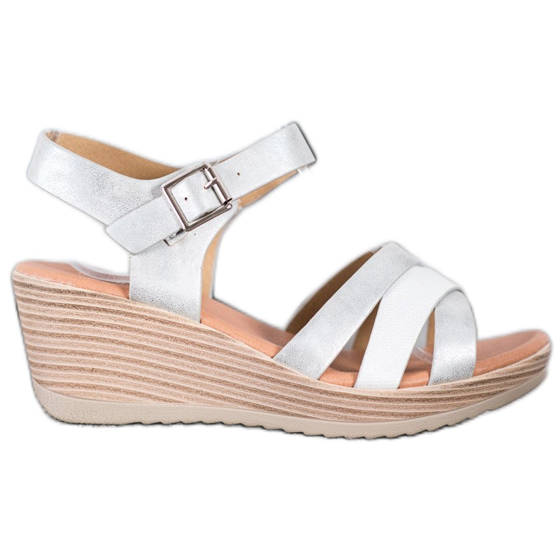 Sea Elves Lagane sandale izrađene od eko kože bijela siva