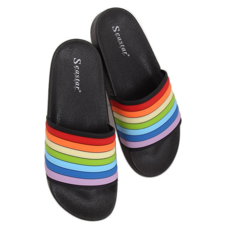 Crne dugine papuče T325P Crne raznobojna