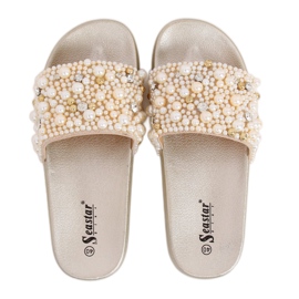 Papuče s biserima BG66 Gold zlatni