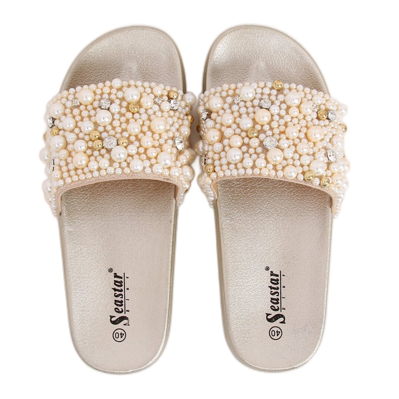 Papuče s biserima BG66 Gold zlatna