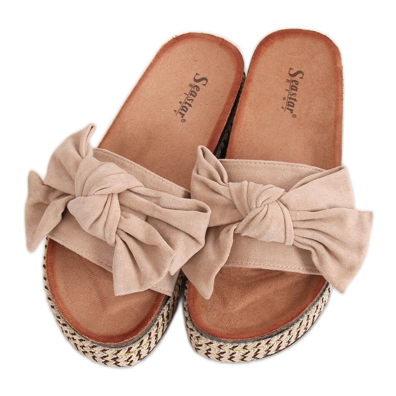 Papuče s visokim potplatom bež CK137P Bež