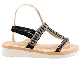 SHELOVET Natikače sandale s perlicama crna