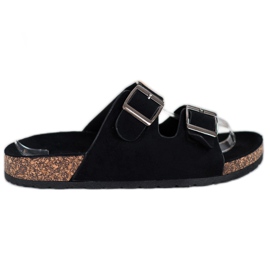 Queentina Udobne papuče s kopčom crna