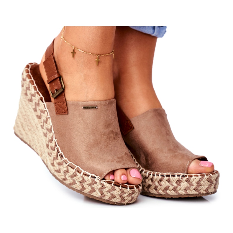 Ženske sandale na klin Big Star Bež FF274982