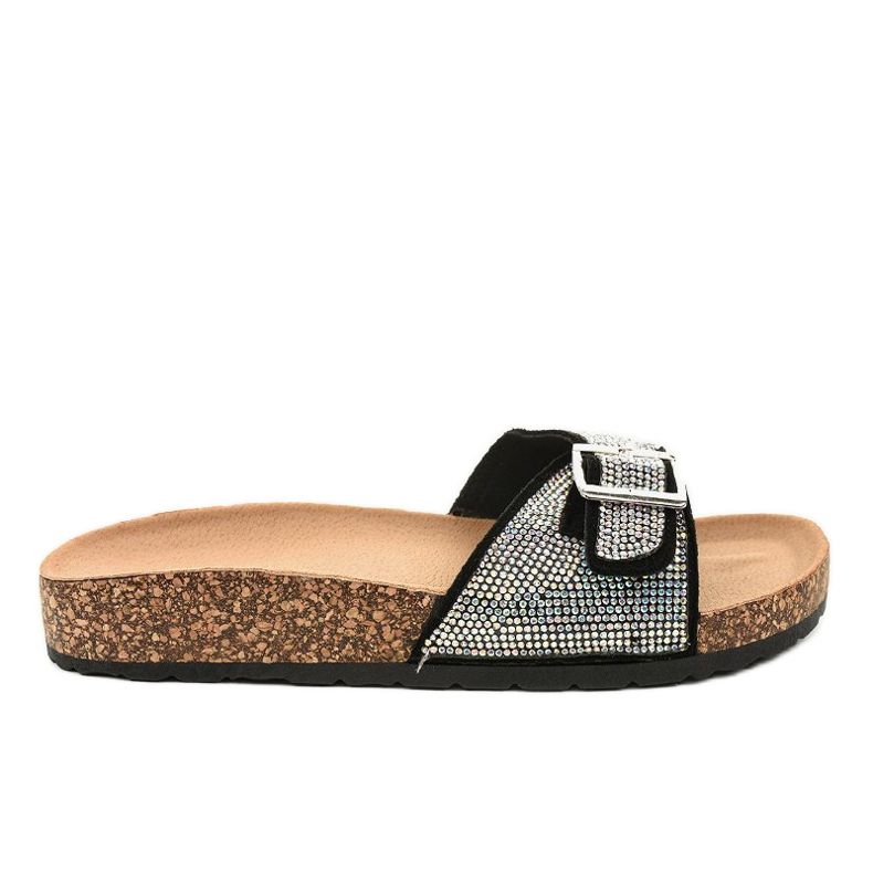 Crne papuče s potplatom od pluta L-1032 crno