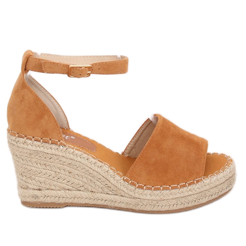 Espadrile na deve klina TU147 Camel smeđa