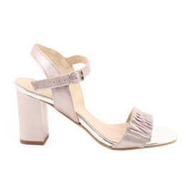 Kožne sandale na Gamis 3949 stupu ružičasta siva