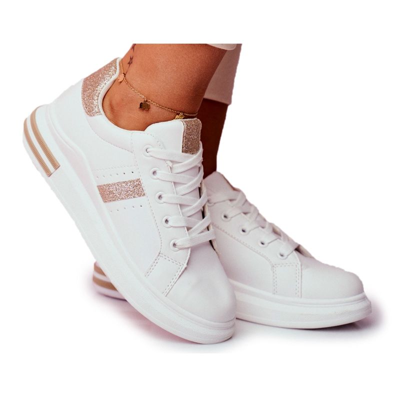 Ženske sportske cipele bijelo zlato sa sjajem Narval bijela žuta boja