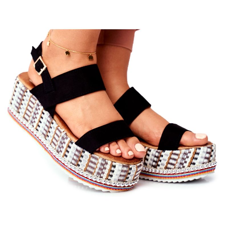 ADY Ženske sandale na platformi Black Sandy crno
