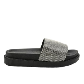 Crne papuče sa šljokicama SF-01 crno