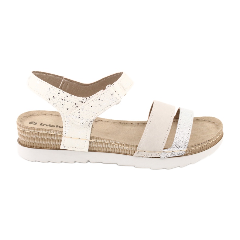 Sandale s kožnim umetkom Inblu Argento OF019 bijela siva