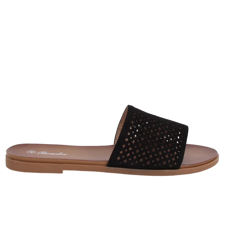 Crne ažurne papuče 620-63 Crne crno