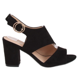 Crne sandale na visoku petu A8560 Crna