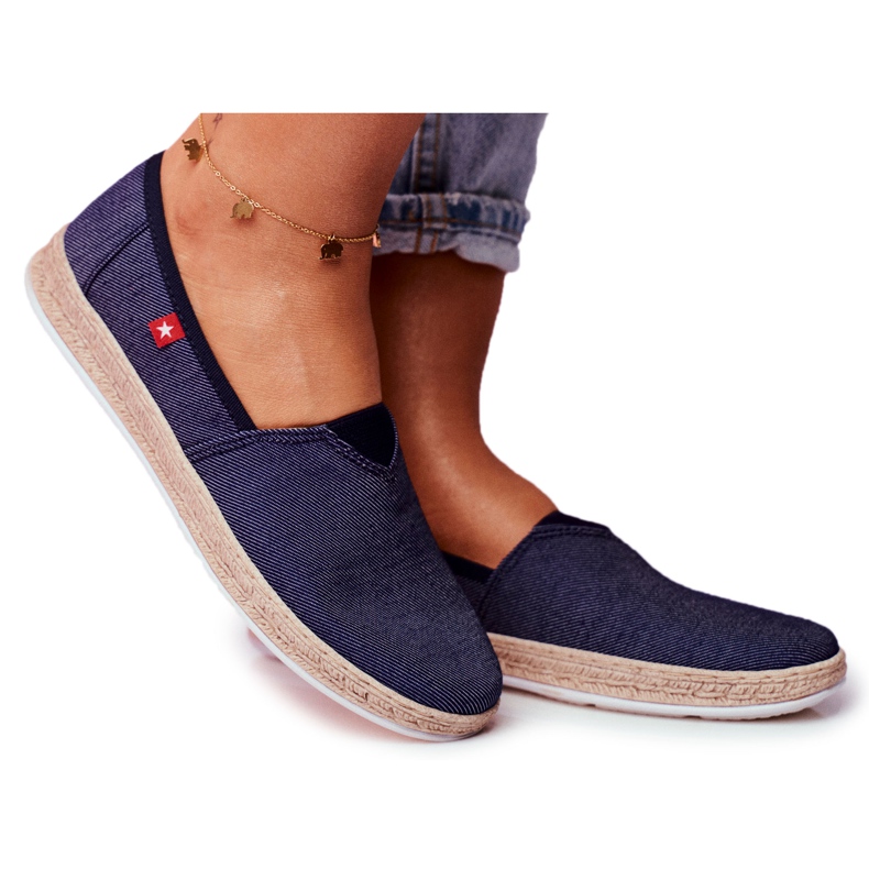 Ženske espadrile Big Star Slip-on Navy Blue FF276024 mornarsko plava