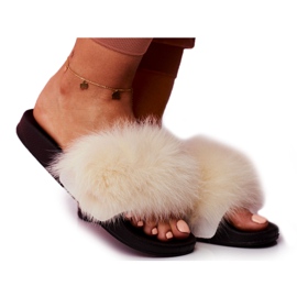 SEA Ženske papuče s krznom bijele Belmondo bijela crna