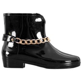 SHELOVET Galoše s ukrasnim lancem crna