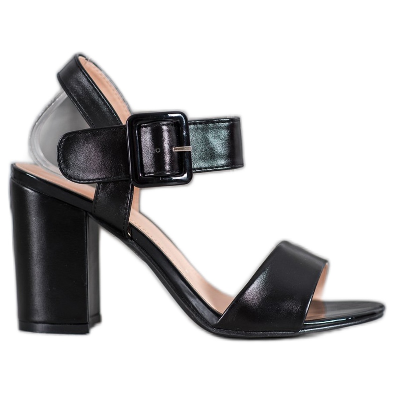 Small Swan Sandale na šanku s eko kožom crno