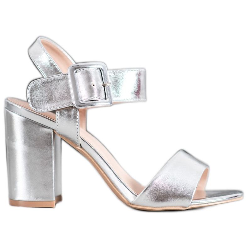 Small Swan Sandale na šanku s eko kožom siva